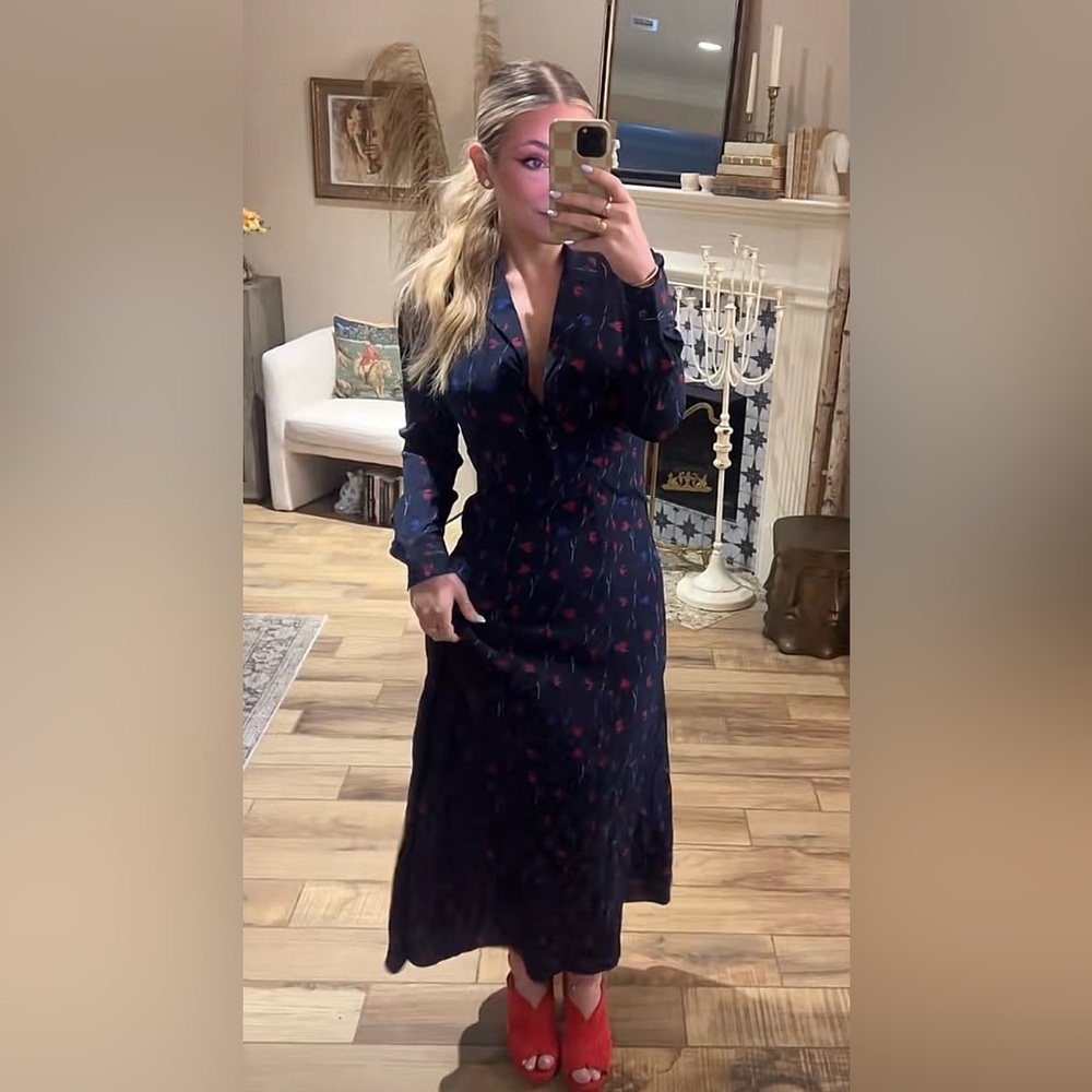 Thakoon silk navy midi dress size 4